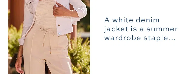 White Denim Jacket With Silver Button Detail