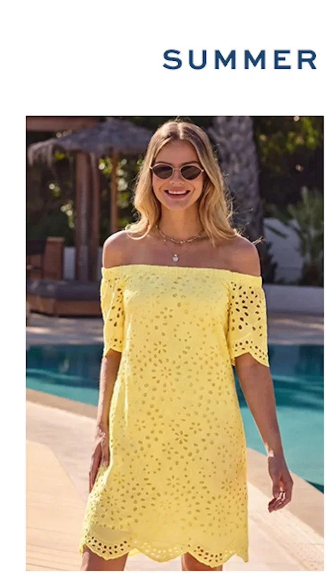 Lemon Yellow Broderie Bardot Dress