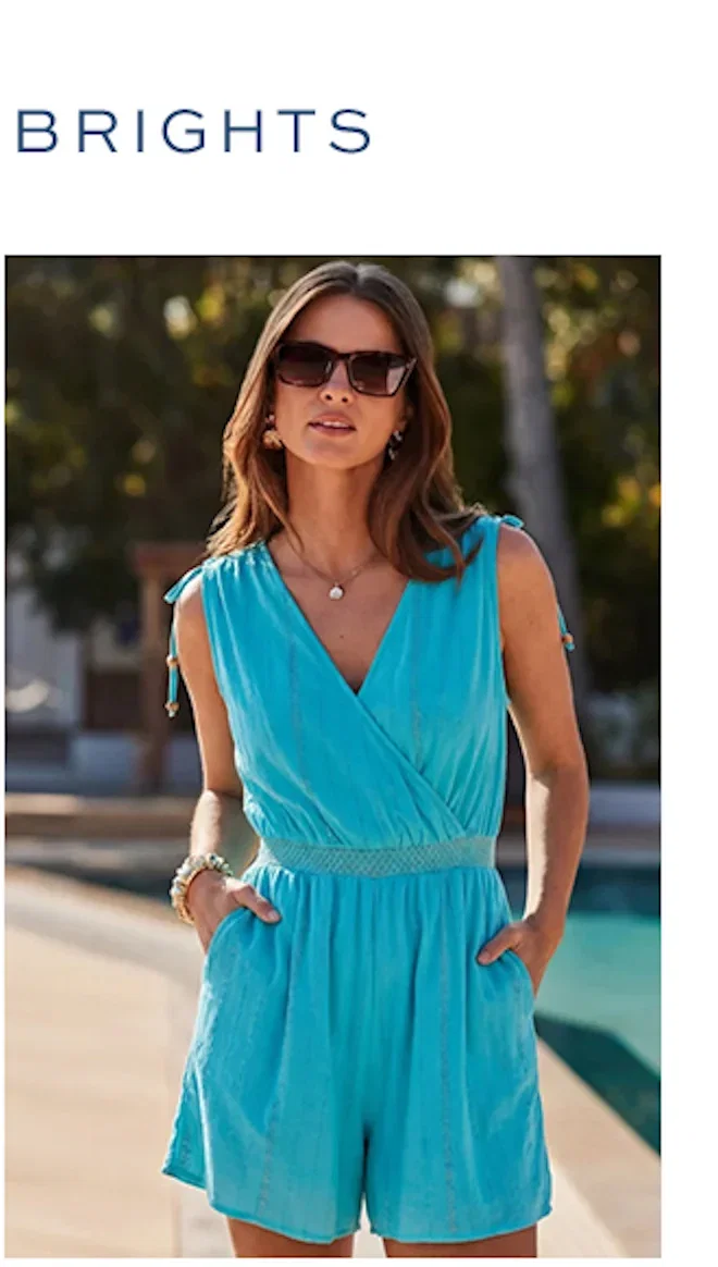 Aqua Blue Tie Shoulder Wrap Playsuit