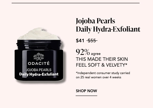 Product: Odacité Jojoba Pearls Daily Hydra-Exfoliant, open jar