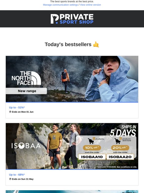 The North Face up to -51% off | Isobaa, Wetsuits, John Whitaker Brogini, Golf Clothing...