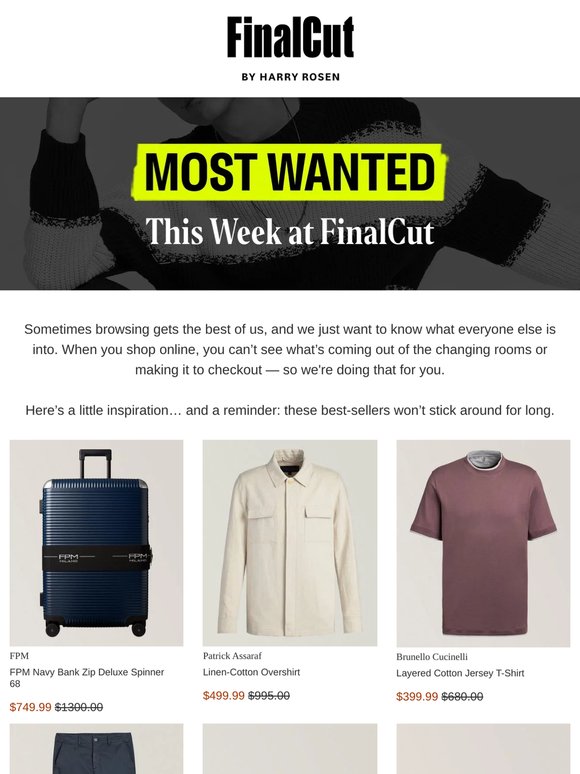 MOST WANTED This Week from FPM, Patrick Assaraf, Brunello Cucinelli and More