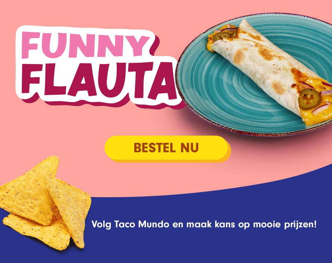 Flauta, een kleine opgerolde tortilla gevuld met gehakt, kaas, jalapeños en rode ui! Heerlijk voor erbij!