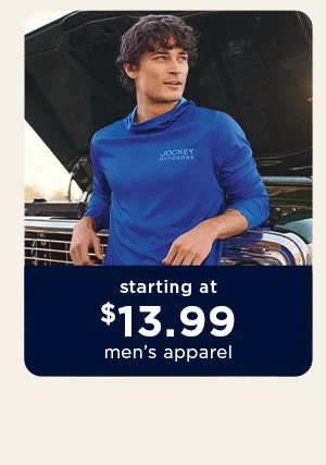 starting at $13.99 men's apparel