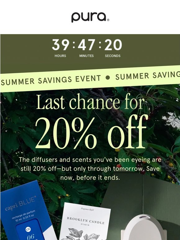 Final hours for 20% off sitewide ☀️