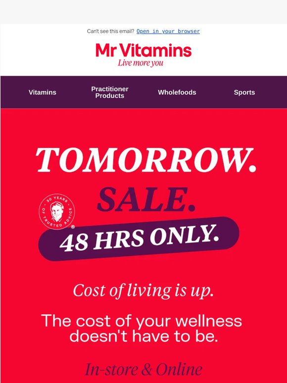 Tomorrow. Sale. 48 hours only.
