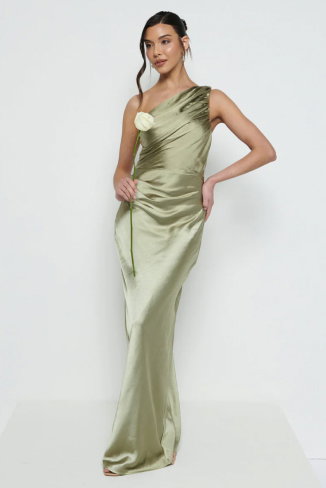 Juliet Ruched Maxi Bridesmaid Dress - Olive