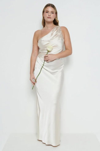 Juliet Ruched Maxi Bridesmaid Dress - Champagne
