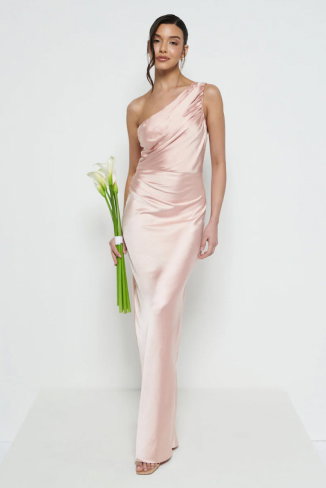 Juliet Ruched Maxi Bridesmaid Dress - Blush