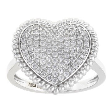 White Cubic Zirconia Rhodium Over Sterling Silver Heart Ring 1.14ctw