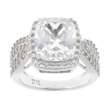 White Lab Created Sapphire Rhodium Over Brass Ring 9.27ctw