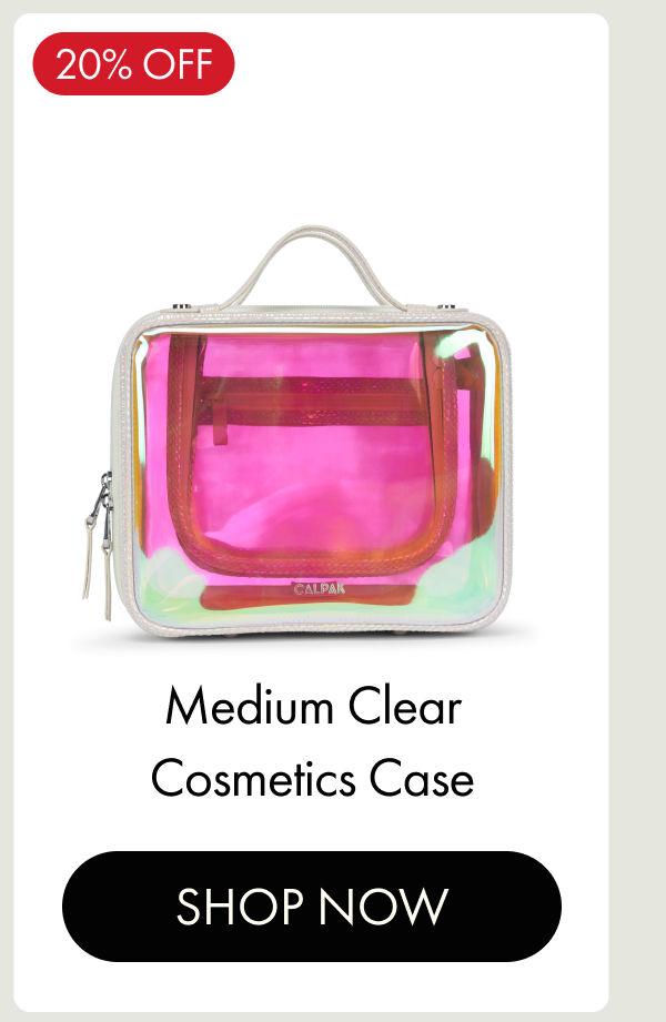 20% OFF | Medium Clear Cosmetics Case | SHOP NOW