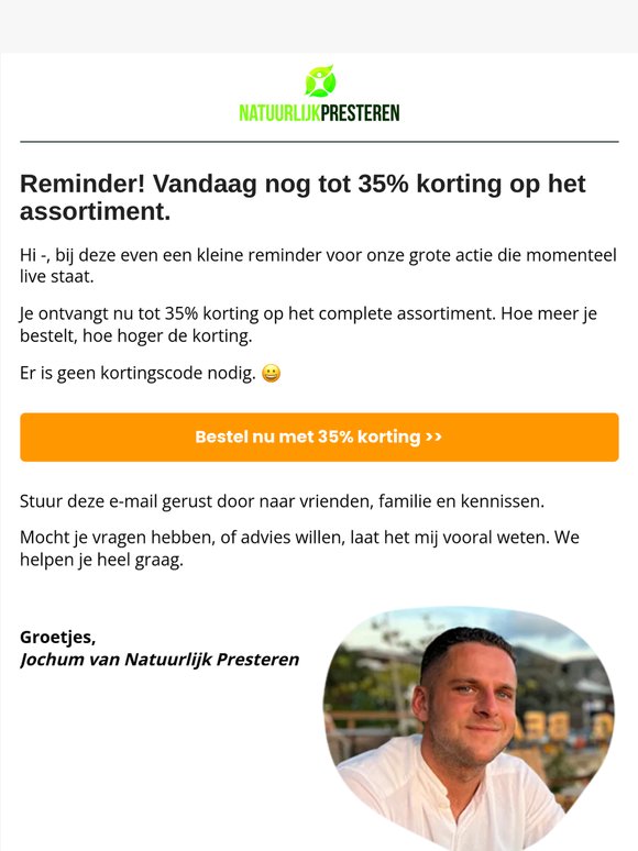 Nu tot 35% korting op onze supplementen 😍🍃🚀