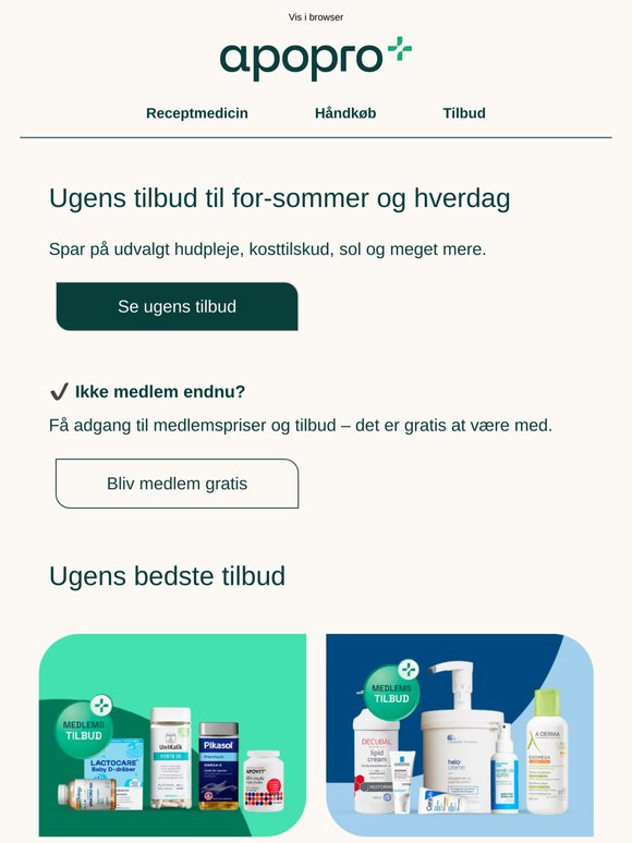 Ugens tilbud på hudpleje, kosttilskud og sol