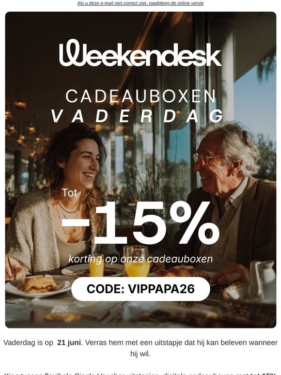 Extra 15% korting op cadeauboxen voor Vaderdag