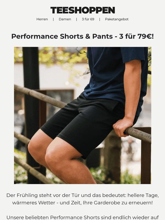 BIS 23:59: 3 Performance Pants oder Shorts für NUR 79€