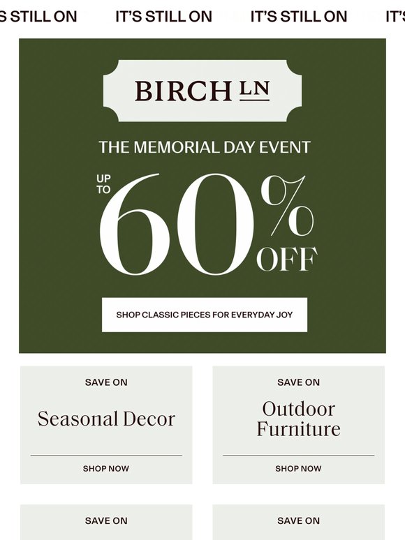 It’s now or never 🌼 up to 60% off seasonal decor