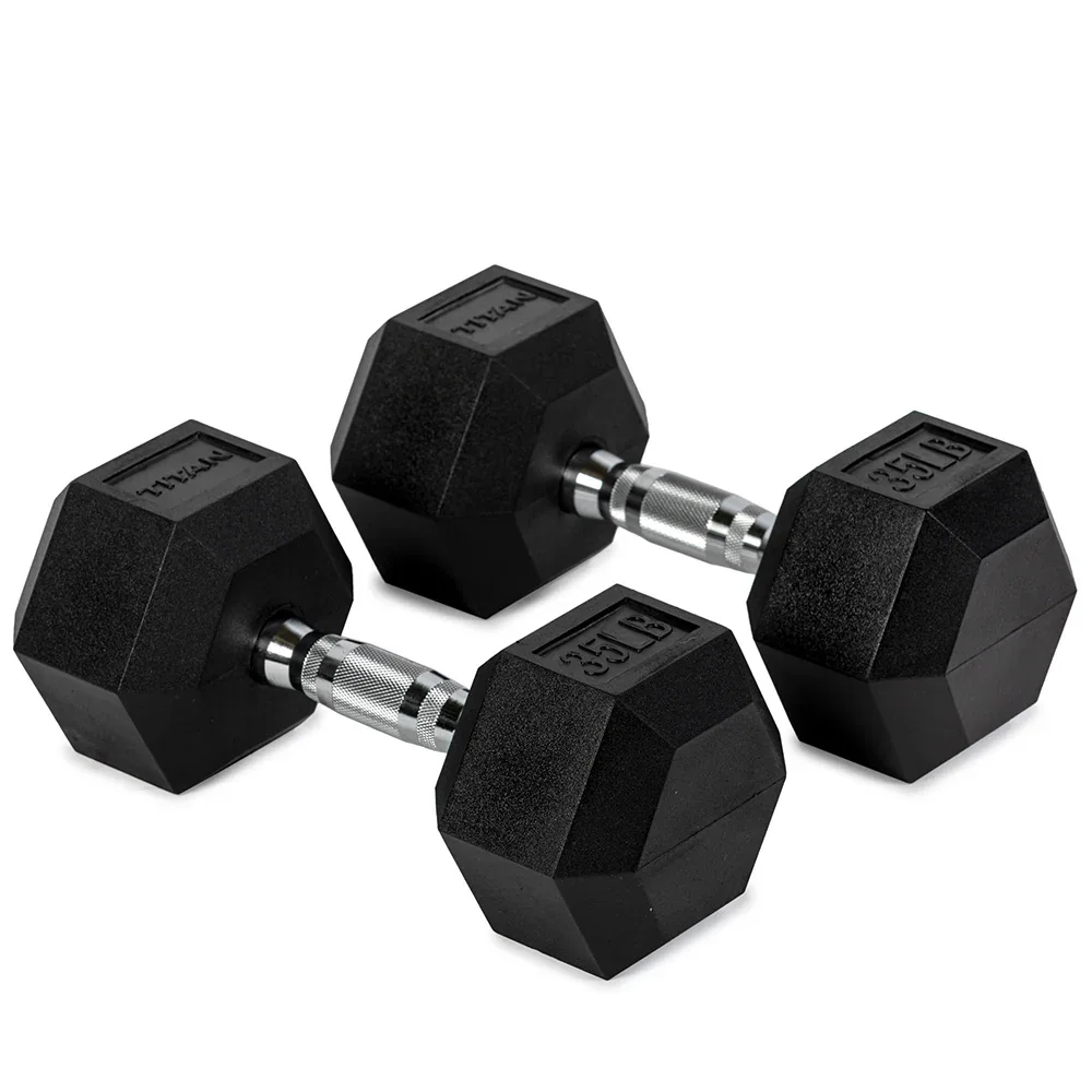 Image of 35 LB Rubber Hex Dumbbells