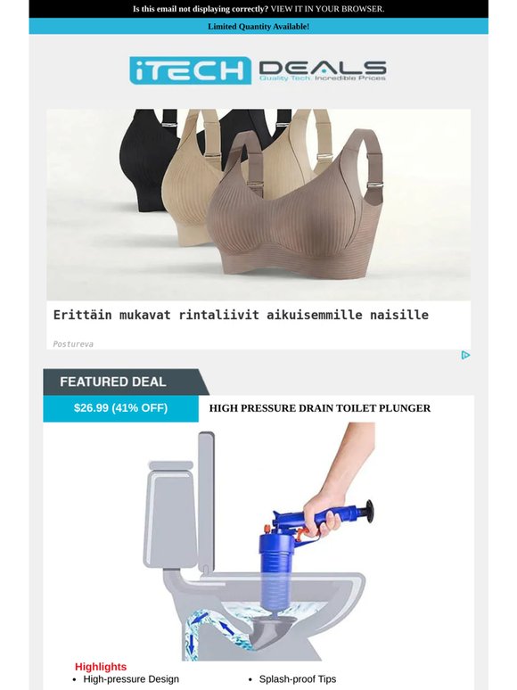 High Pressure Drain Toilet Plunger $26 + Free Shipping!