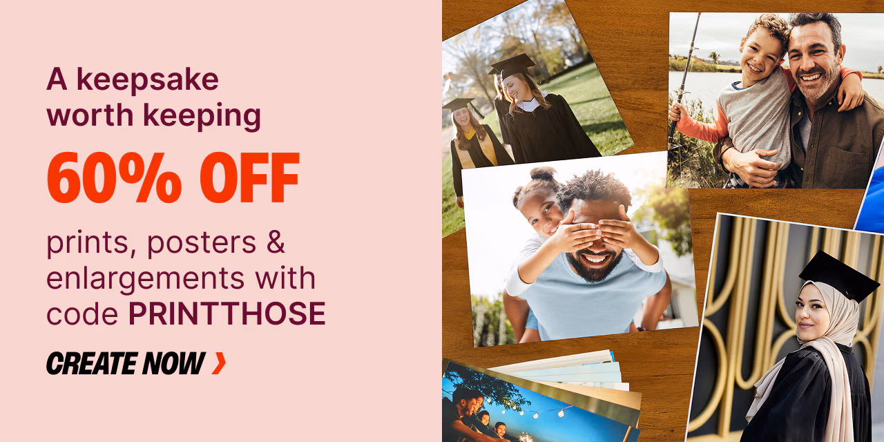60% off prints, posters, & enlargements