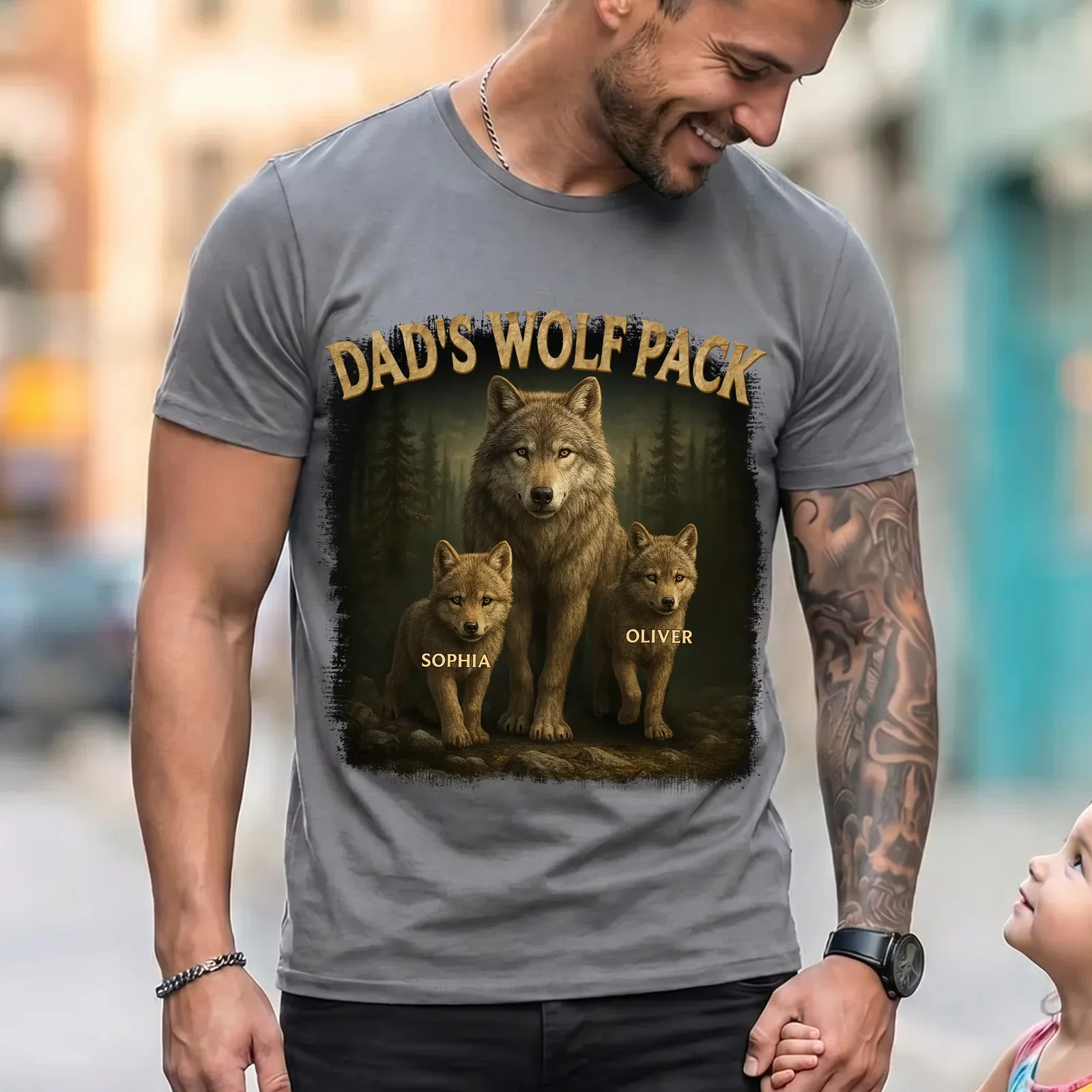Wolf Dad & Kids T-shirt