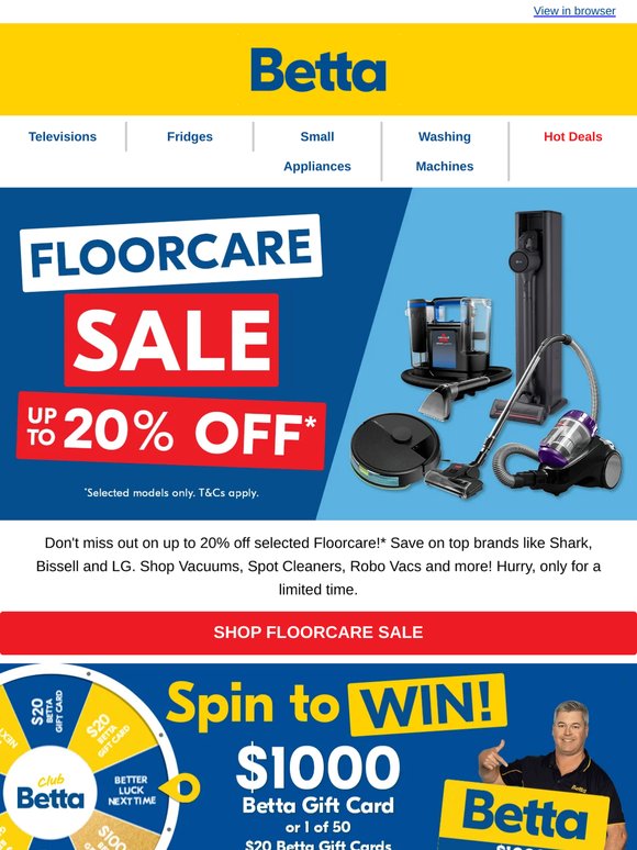 SALE ON NOW: Up to 20% Off Floorcare!*