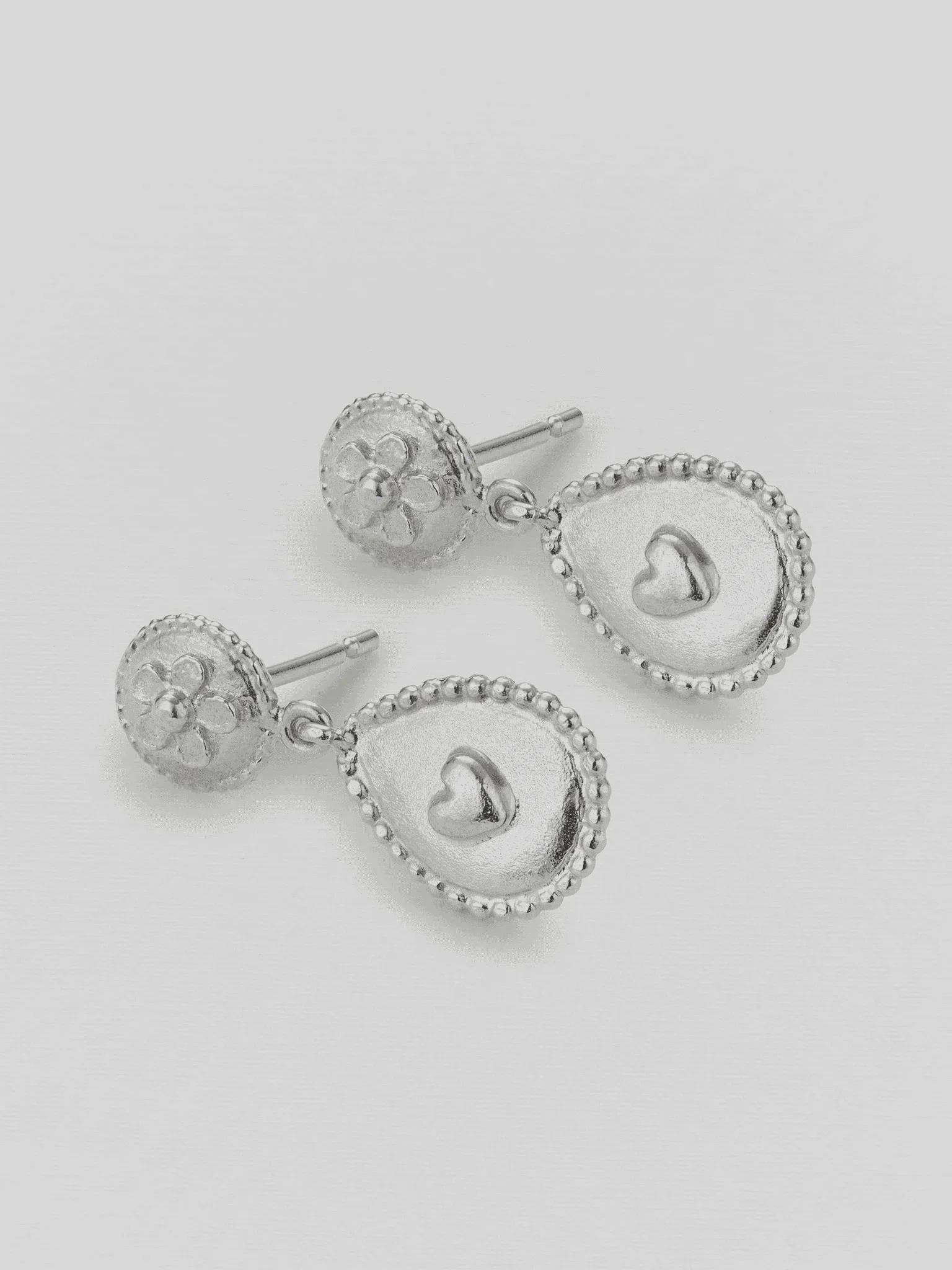 Love of Nature Heart Flower Drop Earrings