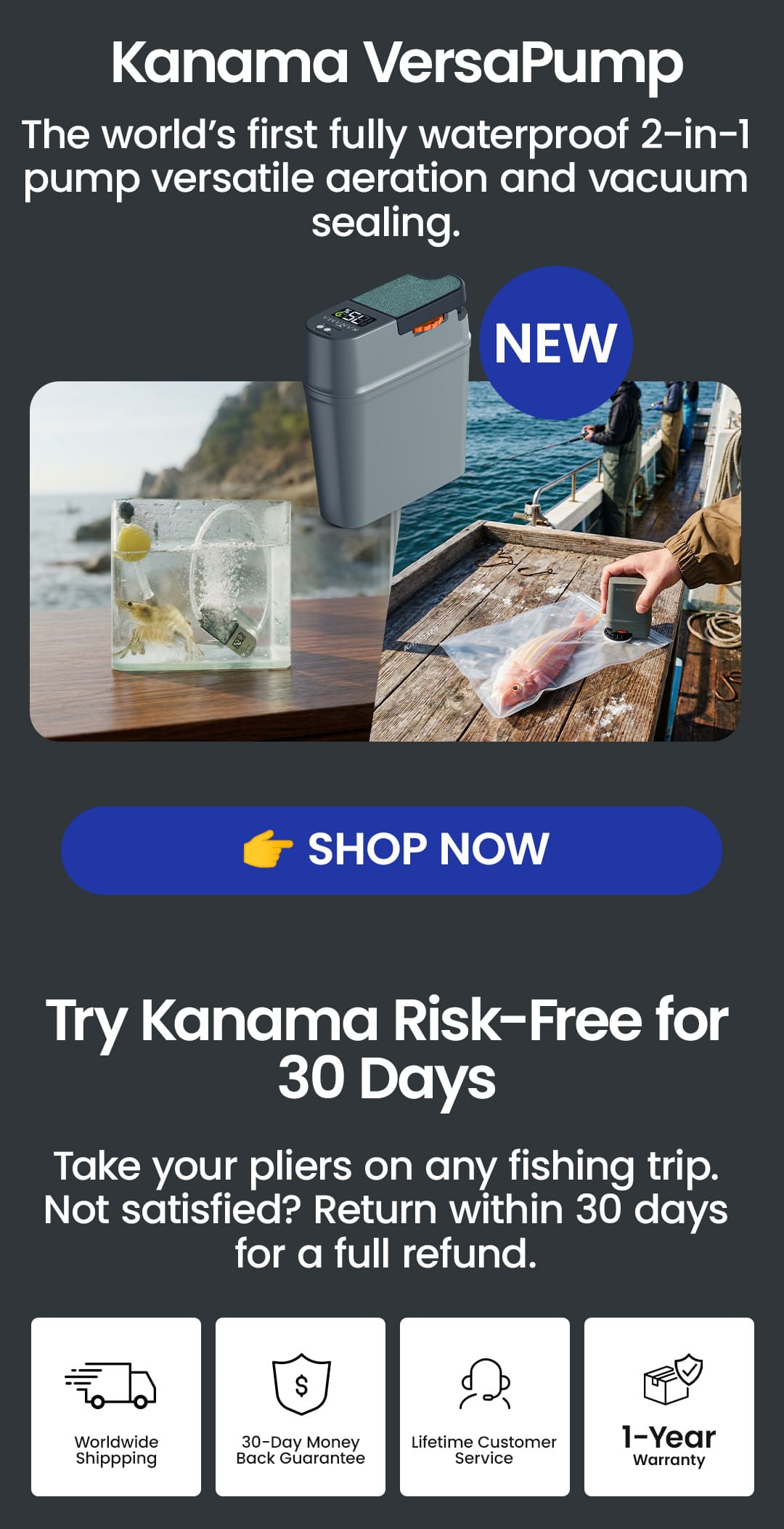 Kanama VersaPump: 2-in-1 Waterproof Aerator & Vacuum Sealer