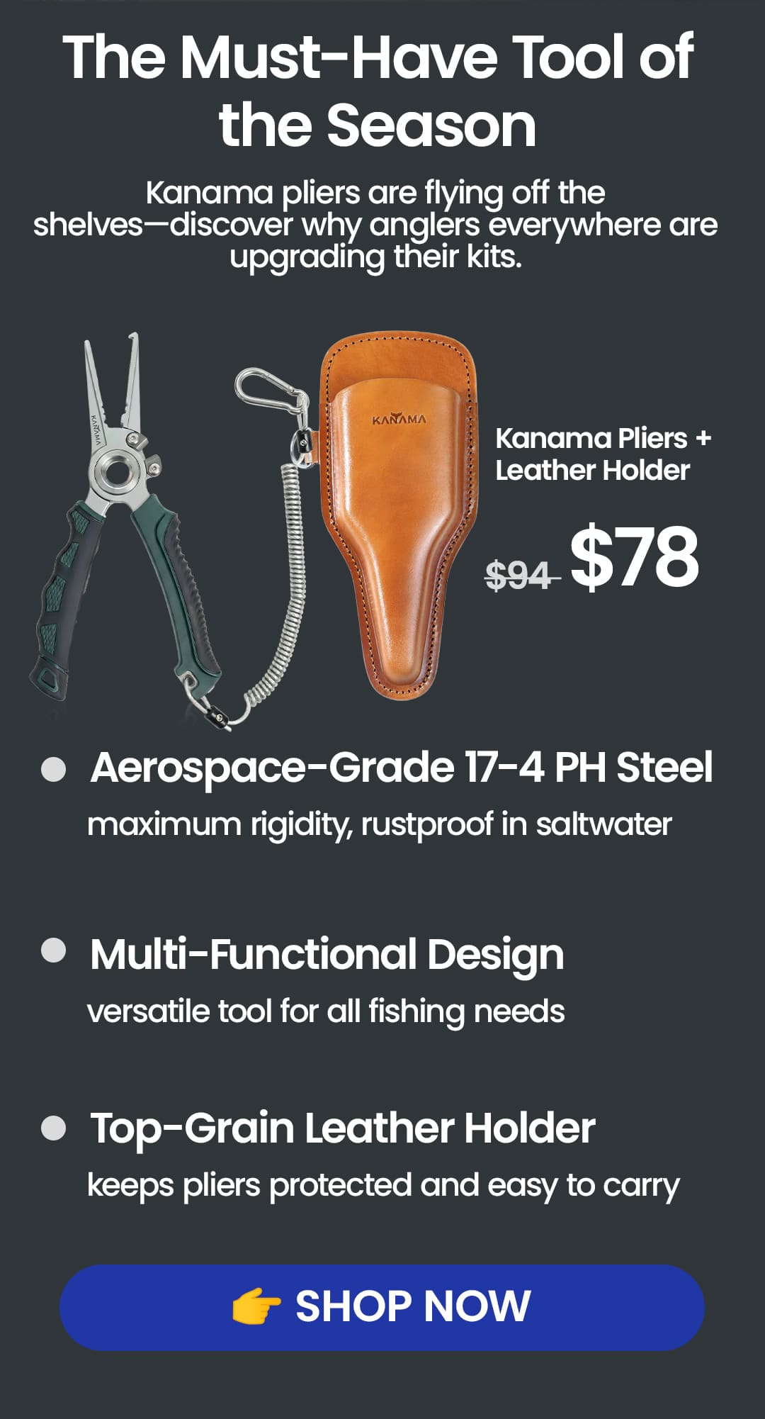 7.5 Inch Pliers (with plastic holder)+ Brown Leather Holder