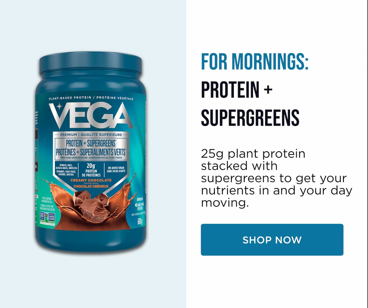 For mornings: Protein + Supergreens