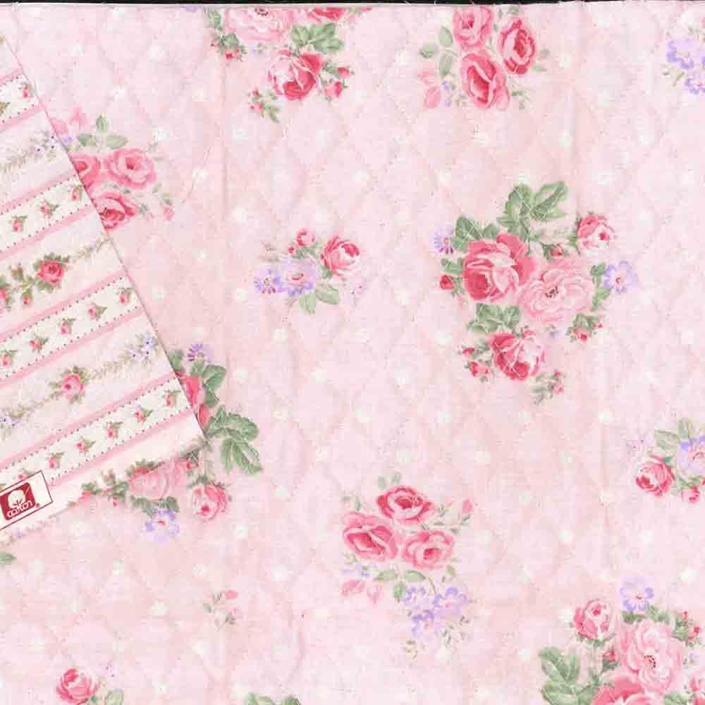 Image of Fabric Traditions - Double Faced Quilts - PreQuilted Double Sided Cotton - Feminine Floral - Pink - Yardage