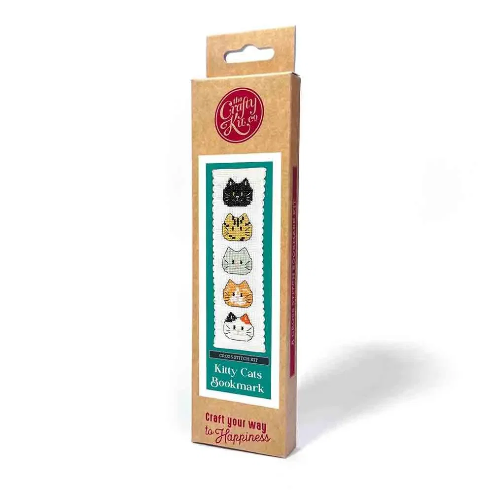Image of Kitty Cats Cross Stitch Bookmark Kit - The Crafty Kit Co.