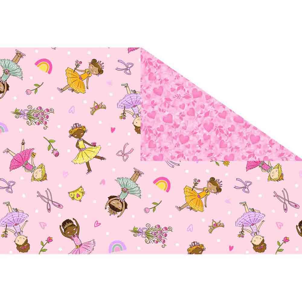 Image of Fabric Traditions - Double Faced Quilts - PreQuilted Double Sided Cotton - Ballerina Hearts - Pink - Yardage