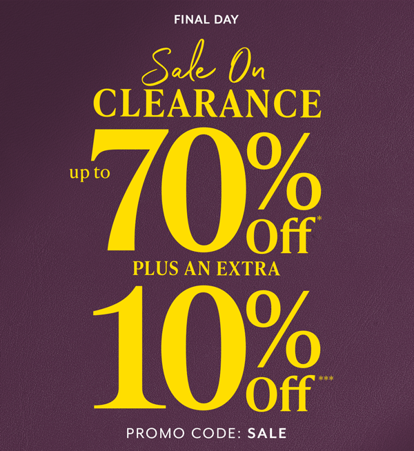  Final Day! Shop Clearance. Extra 10% Off