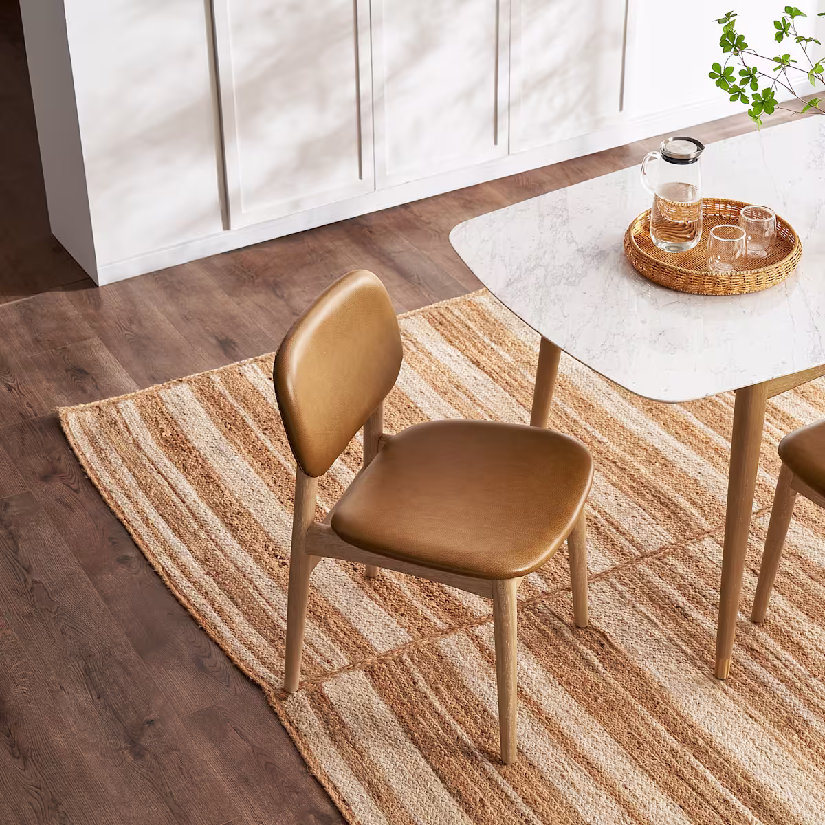 Image of Kelsey Leather Chair, White Wash
