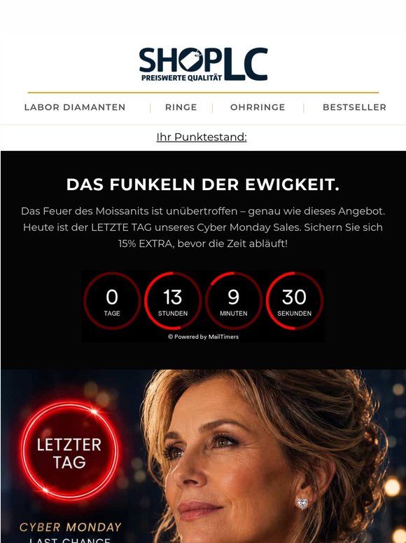 Liebe Kundin, Letzte Chance! Der 15% EXTRA-Rabatt endet heute.