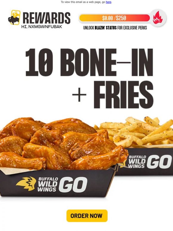 Order 10 Bone-In + Fries 🤤