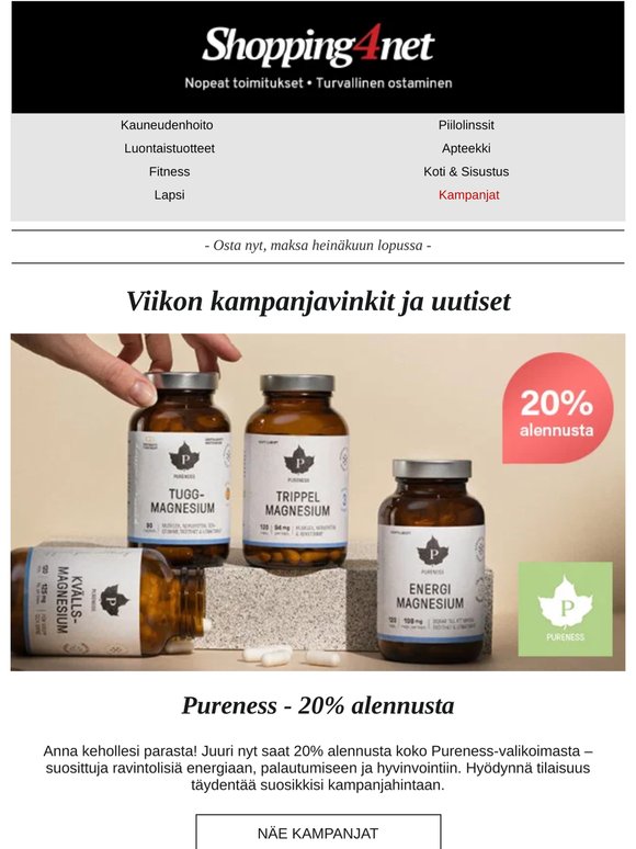 Suosittu Pureness kampanjassa – 20% alennus