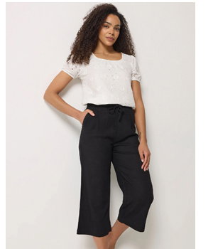 black cropped linen