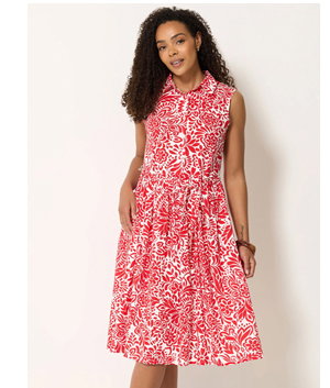 red floral dress