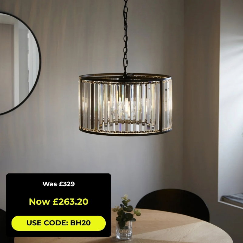 Resto Crystal & Matt Black Ceiling Light