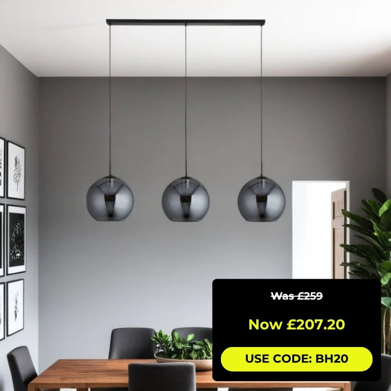 Amsterdam Black 3 Light Ceiling Pendant Bar