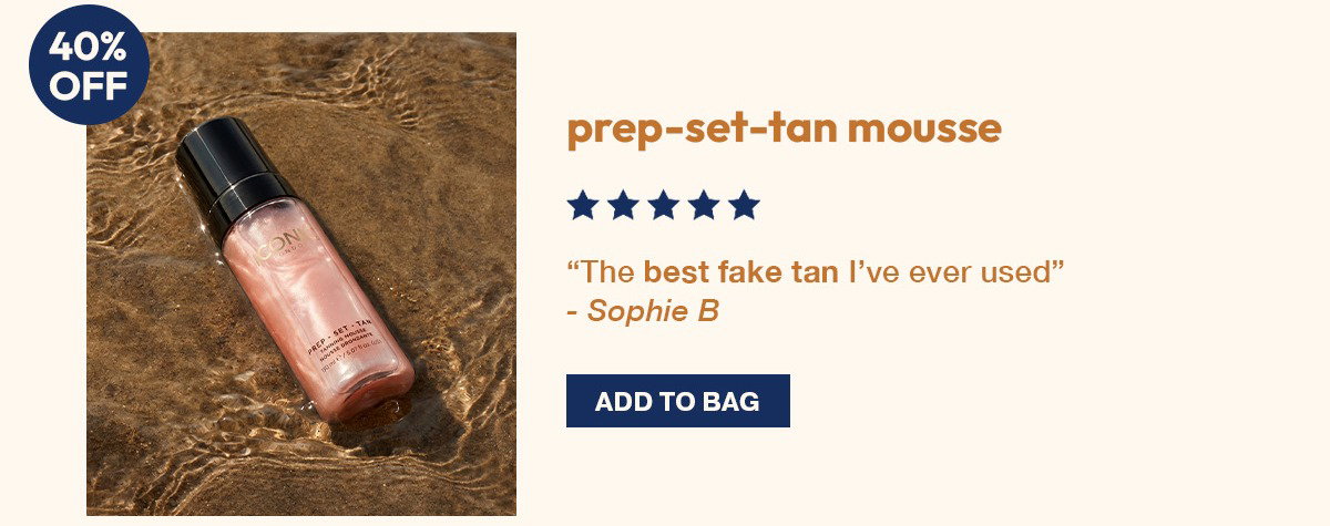 40% off prep-set-tan mousse