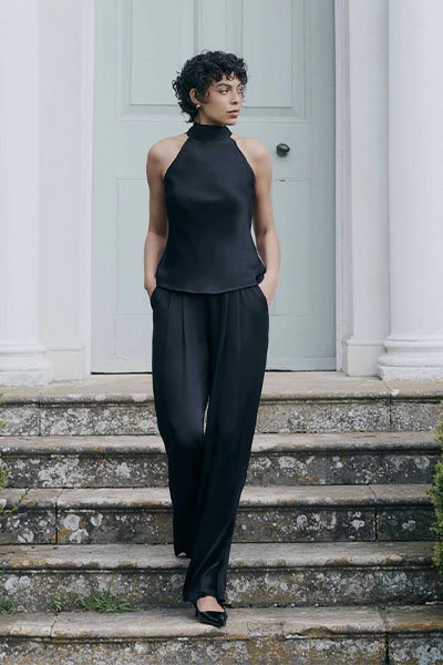 Reese High Neck Satin Top