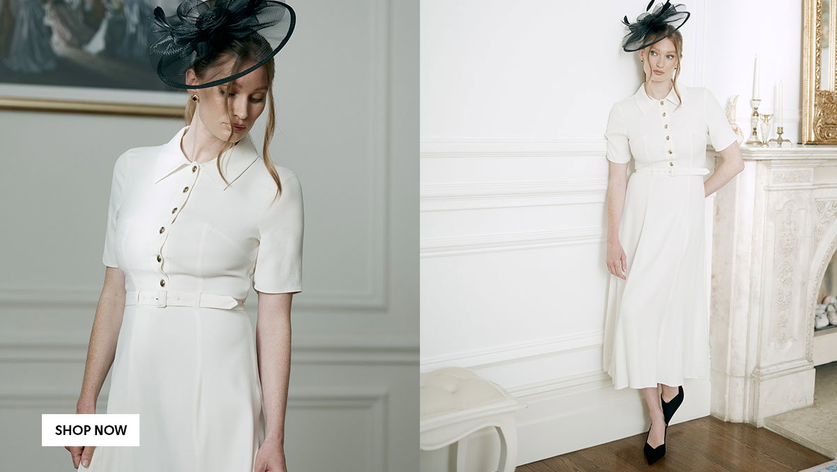 Amanda Collared Crepe Midi Dress