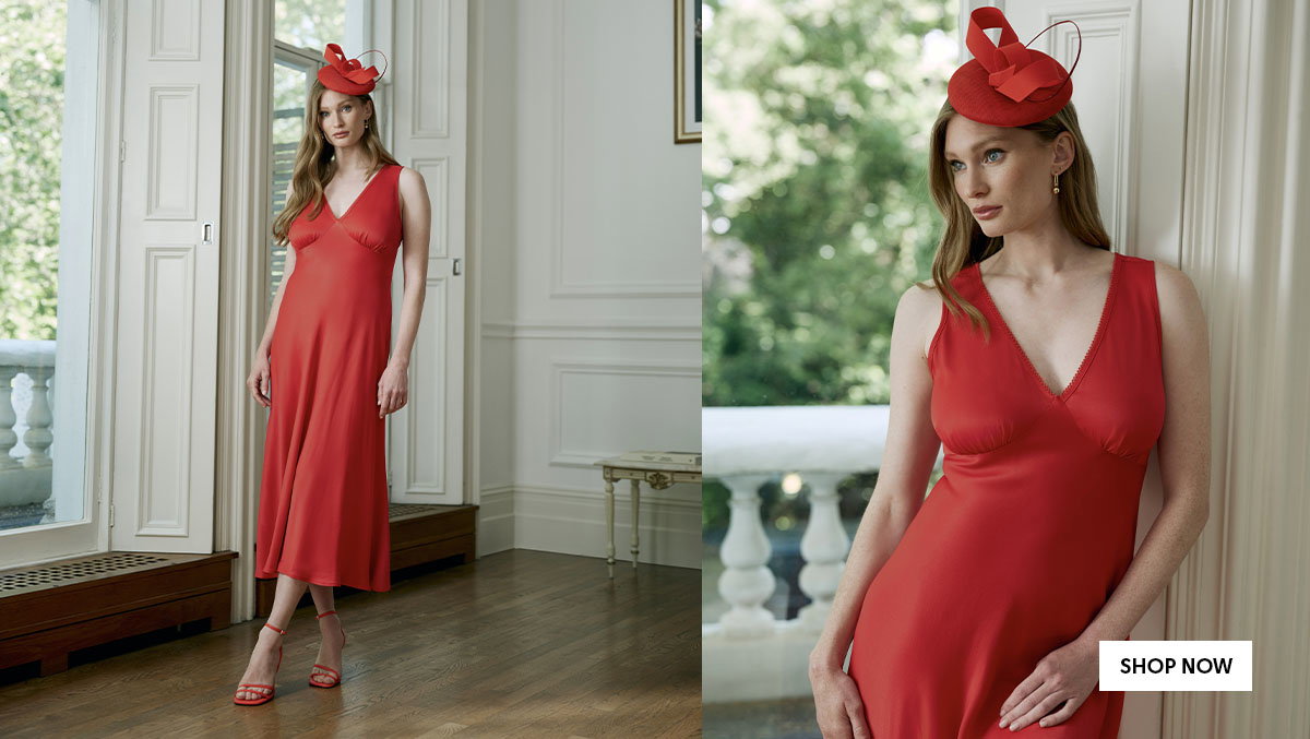 Alessia Picot V-Neck Satin Midi Dress