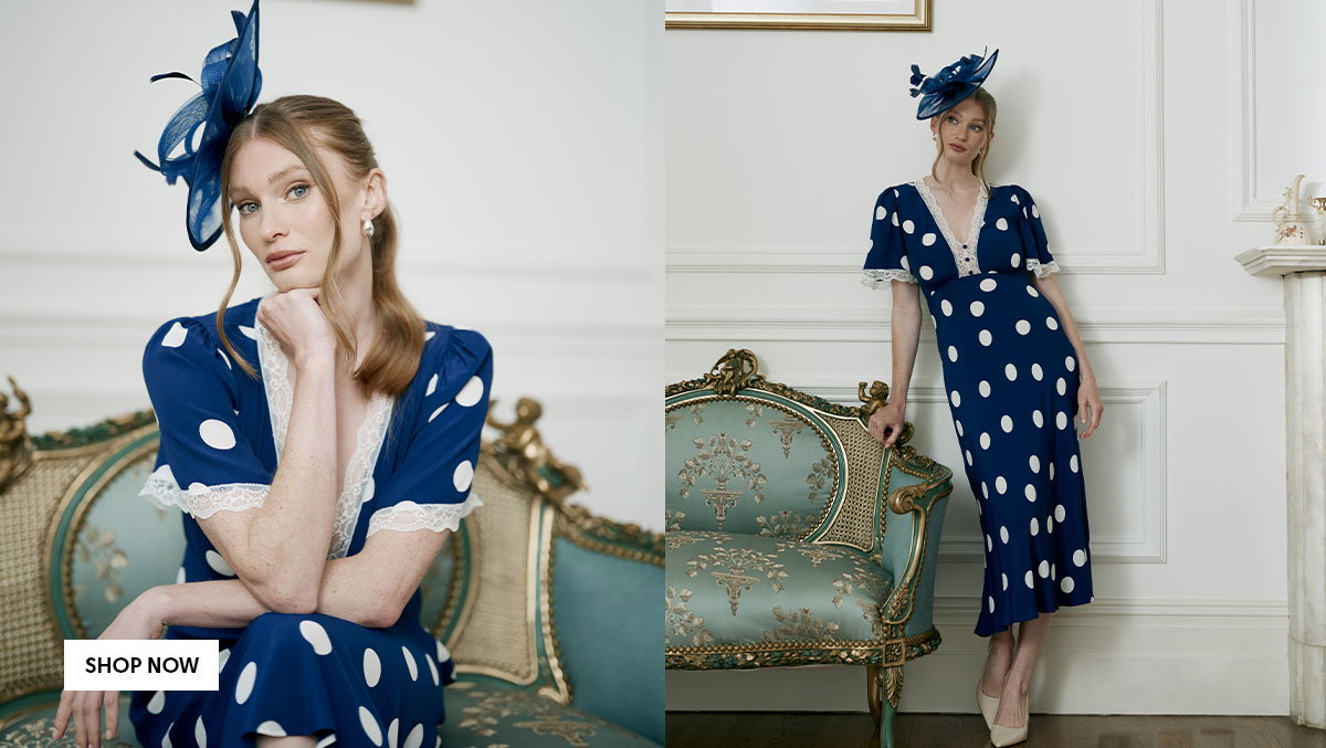 Belle Spot Lace Crepe Midi Dress
