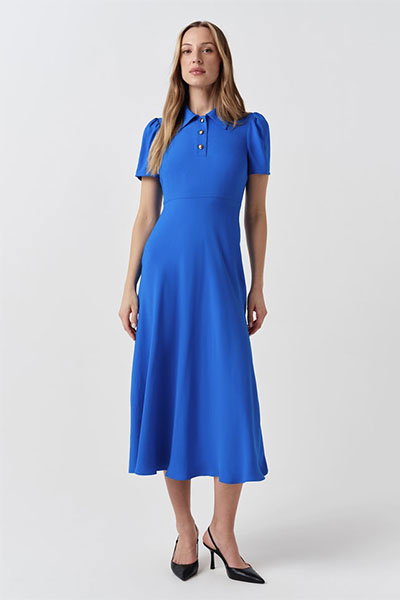 Phoebe Timeless Crepe Collared Button Down Dress