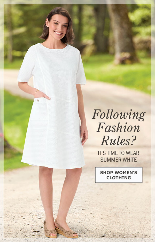 Following Fashion Rules? It's Time to Wear Summer White. Shop Women's Clothing. Crinkle Cotton Short-Sleeve Dress
