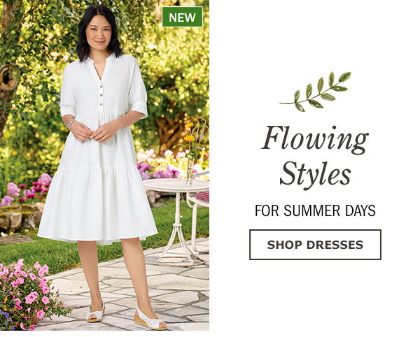 Flowing Styles for Summer Days. Shop Dresses. New: Crinkle Cotton Notch-Neck Tiered Dress